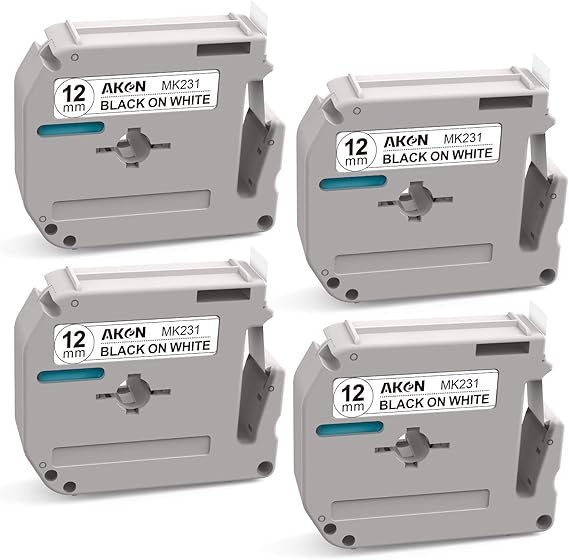 4Pack AKen MK231 Compatible Label Tape Replacement for Brother PTouch M Tape