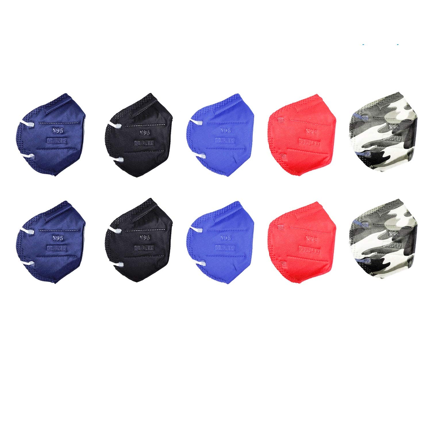 UFLEX 'A part of your daily Life' N95 Mask, Respirator Mask 6 Layered Filtration, Anti Pollution, NIOSH, ISI, BIS and DRDO Certified (Pack Of 10) (Multicolor)