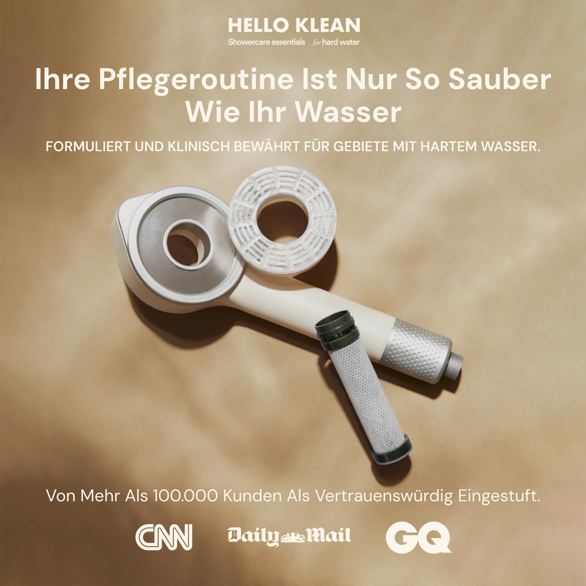 Hello Klean Nachfüll-Kartuschen für Reinigenden Duschkopf - filtert unerwünschte Metalle, Chlor und Verunreinigungen aus dem Duschwasser - enthält 1 x Kopf-Nachfüllpatrone & 1 x Griff-Nachfüllpatrone