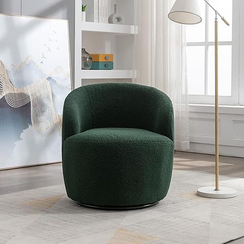 Miniatura 49 de KIVENJAJA Teddy Sherpa - Silla giratoria tapizada con brazo redondo moderno, giratorio de 360 grados, sillón individual pequeño para guardería, sala