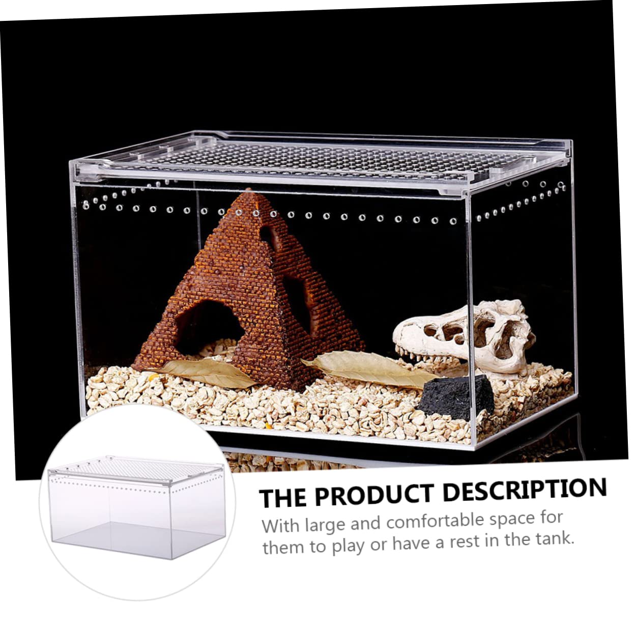 Caja de Reptiles Transparente de Acrílico, Diseño Antifugas | Hábitat de Cría, Alimentación de Agua y Comida, Uso para Serpientes y Otros Reptiles