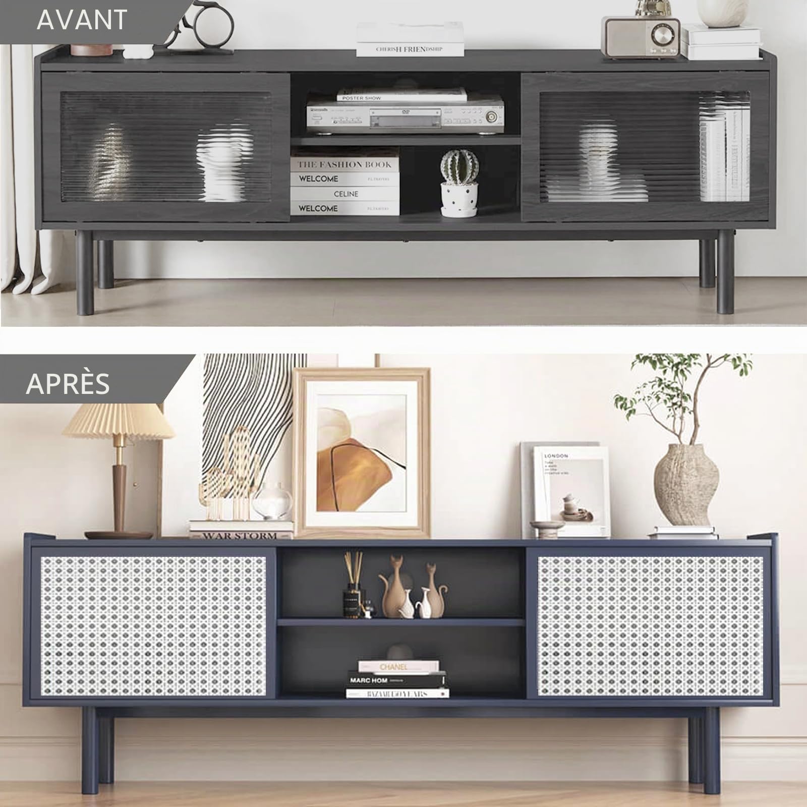 selliner Cannage Rouleau Blanc 60x100CM, Cannage Rotin en Plastique PE, Matériau Résistant aux Intempéries et Antimoisissure Pour Mobilier de Jardin, Tressage de Chaises DIY, Décoration Intérieure