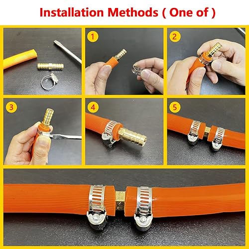 Vista 28 de Da by 2 accesorios de púas en T de latón de 1/2" (12.5 mm) para manguera de identificación de 1/2" (12.5 mm), 6 abrazaderas de tubo de acero Tee Barb