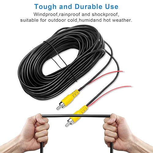 Miniatura 4 de LBW Cable de video RCA para cámara de respaldo premium, cámara de estacionamiento de visión trasera trasera con cable de detección (33 pies32.8 ft),