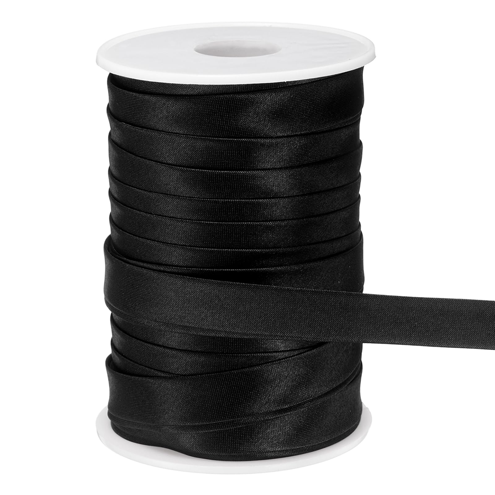 sourcing map Double Fold Bias Tape 5/8" x 25 Yds Satin Bias Black