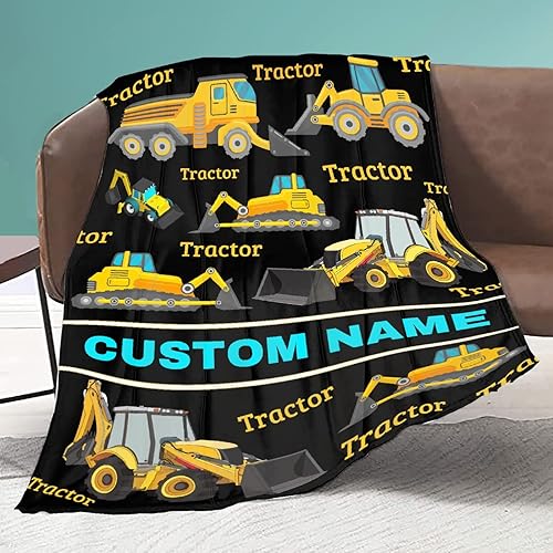 Mantas personalizadas de tractores, añade tu propio texto, acogedoras y ligeras, mantas decorativas de felpa para perros, gatos, niños y niñas,