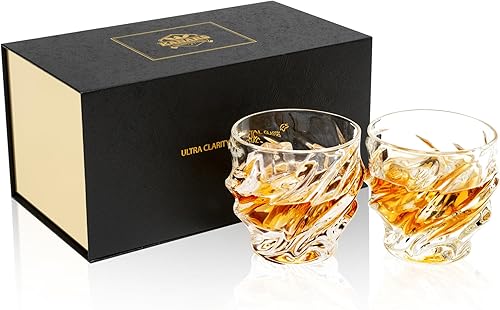 Miniatura 2 de KANARS Vasos de whisky Old Fashioned  Juego de 2 vasos de Bourbon de 10 onzas con caja de lujo  Ultra Clear Crystal Rocks Barware para whisky