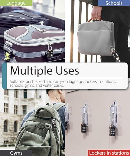 Miniatura 6 de Cerraduras de equipaje aceptadas por la TSA, indicador de alerta abierta Fosmon de 3 dígitos con combinación de códigos de candado para bolsa de