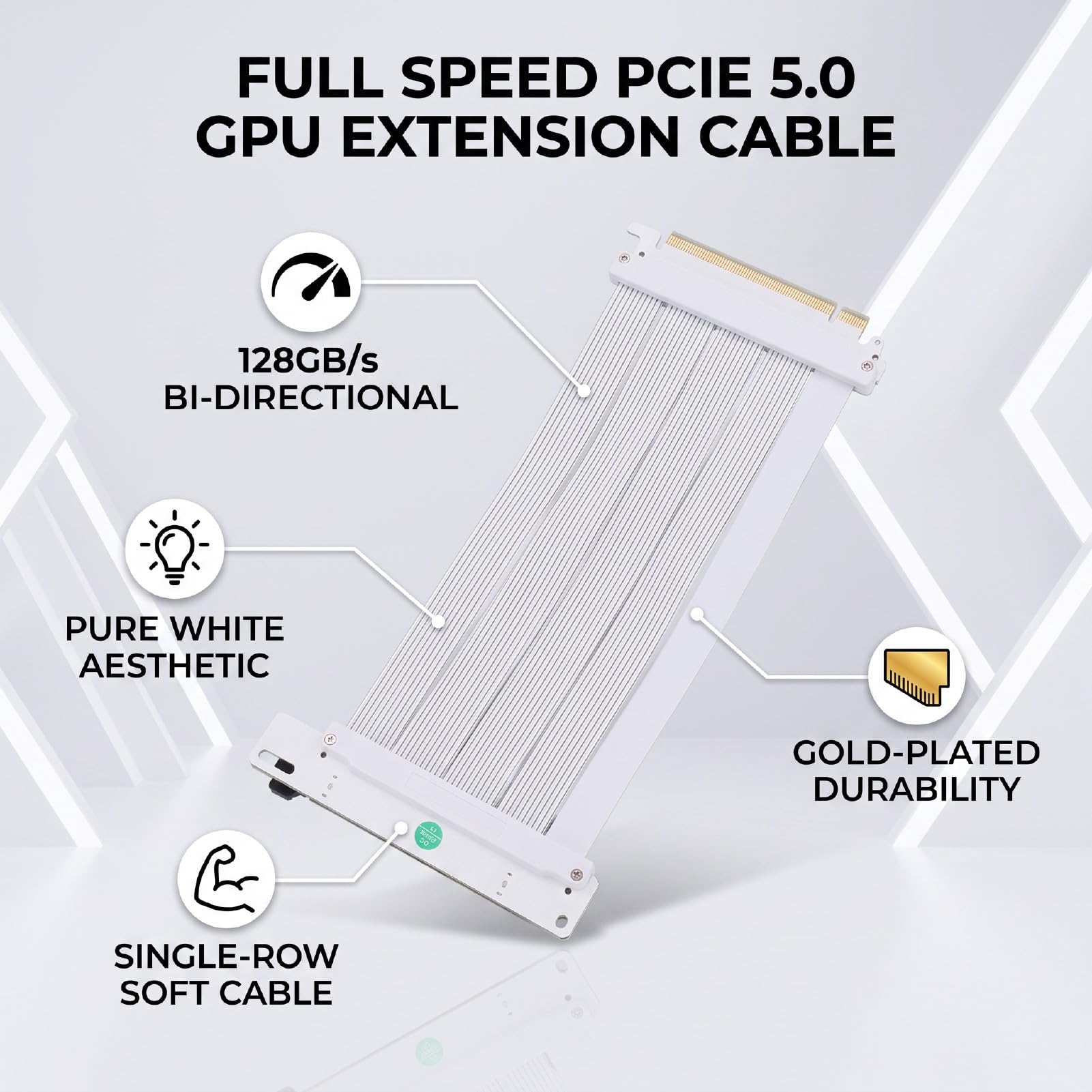 LICAEVEY Kabel Nośny PCIe 5.0 X16, Biały, 0,2 M, 128 GB/s, Dwukierunkowy