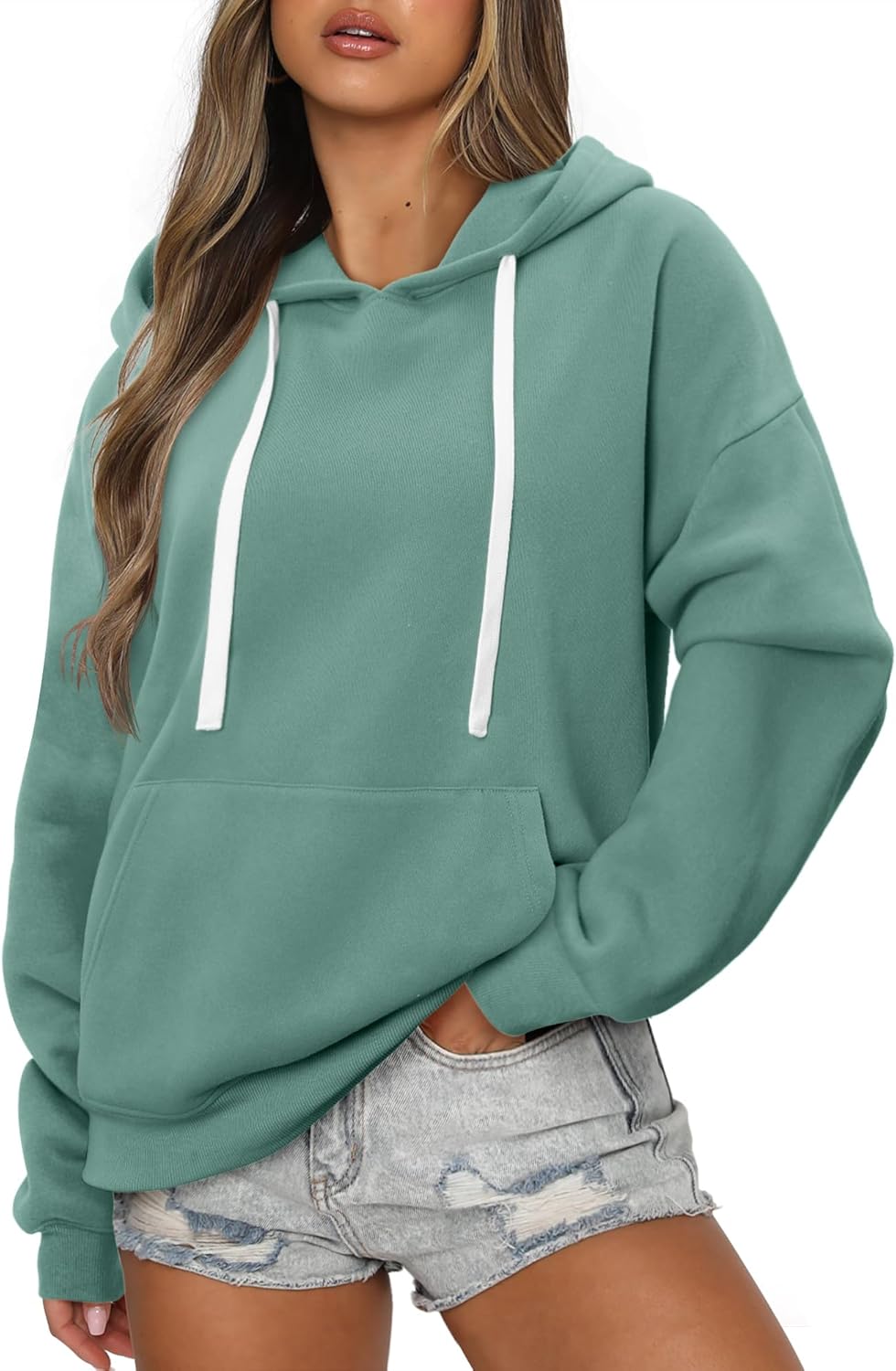 onlypuff Women Essential Hoodies Pullover Sweatshirt Long Sleeve Kangaroo Pocket Fleece Basic Sweater - Image 4