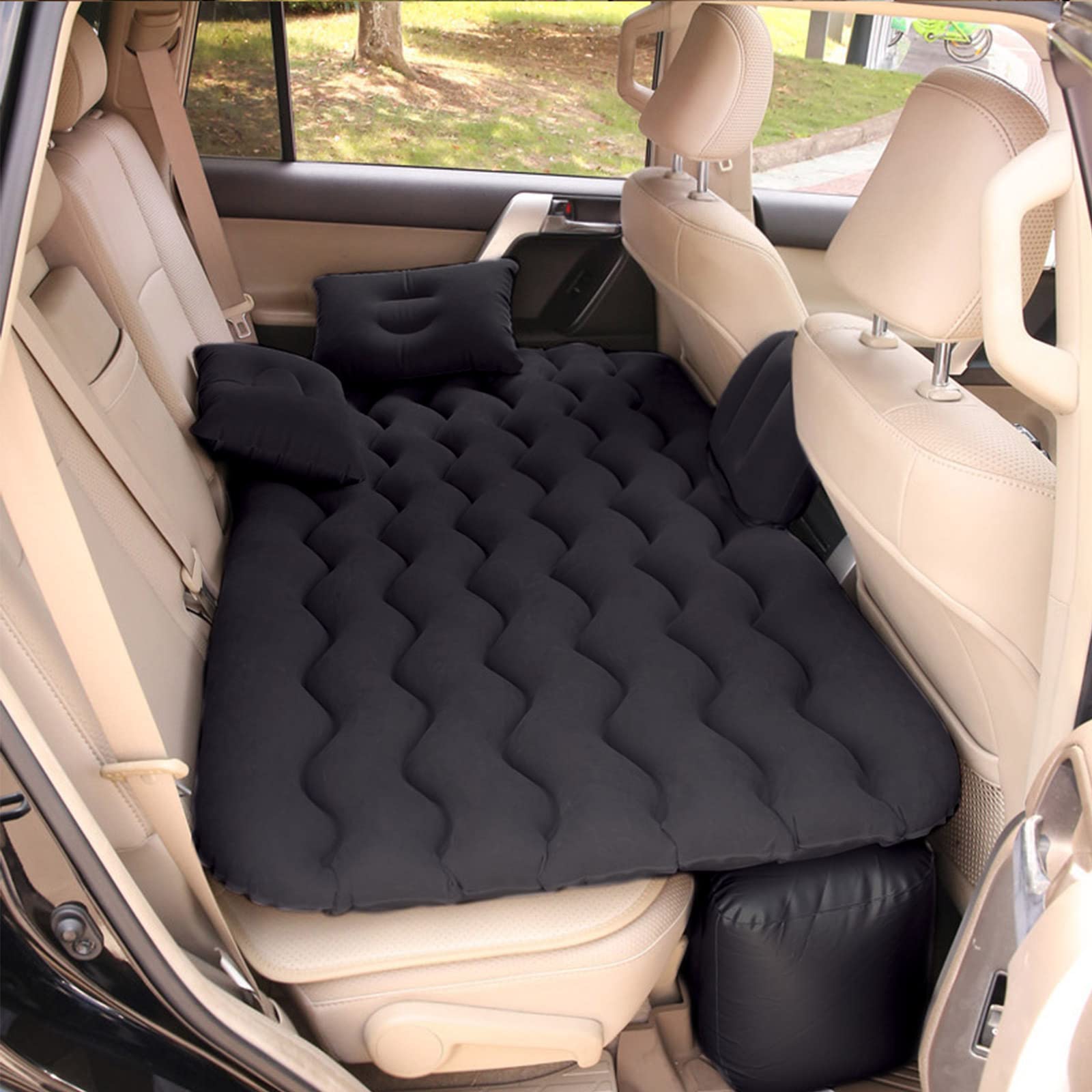 Sinbide Colchón Coche Hinchable Colchón Sofá Hinchable con Bomba de Aire Eléctrica y Almohadas Adecuado para Adultos y Adolescentes (Negro)