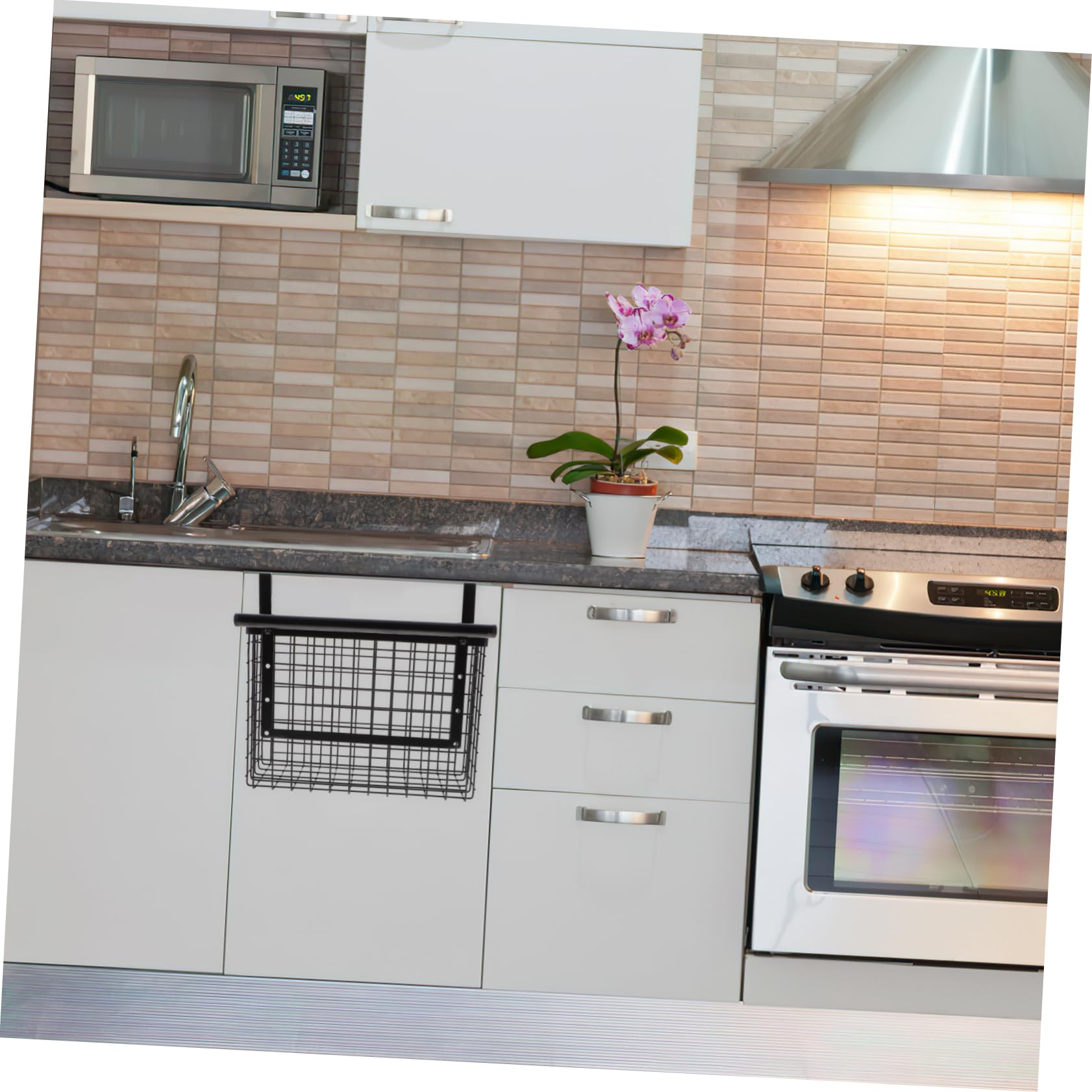 Zerodeko Cesta Colgante y Resistente a Ambientes Húmedos de Acero al Carbono Alta Capacidad de Carga Negro Organizador para Cocina Adecuado para Armario de Pared