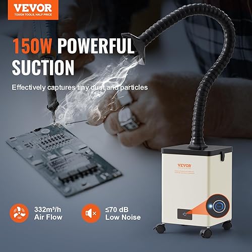 Miniatura 2 de VEVOR Extractor de humos de soldadura, extractor de humo de soldadura de 150 W con filtros de 3 etapas, 332 m³/h absorbente de humo de succión