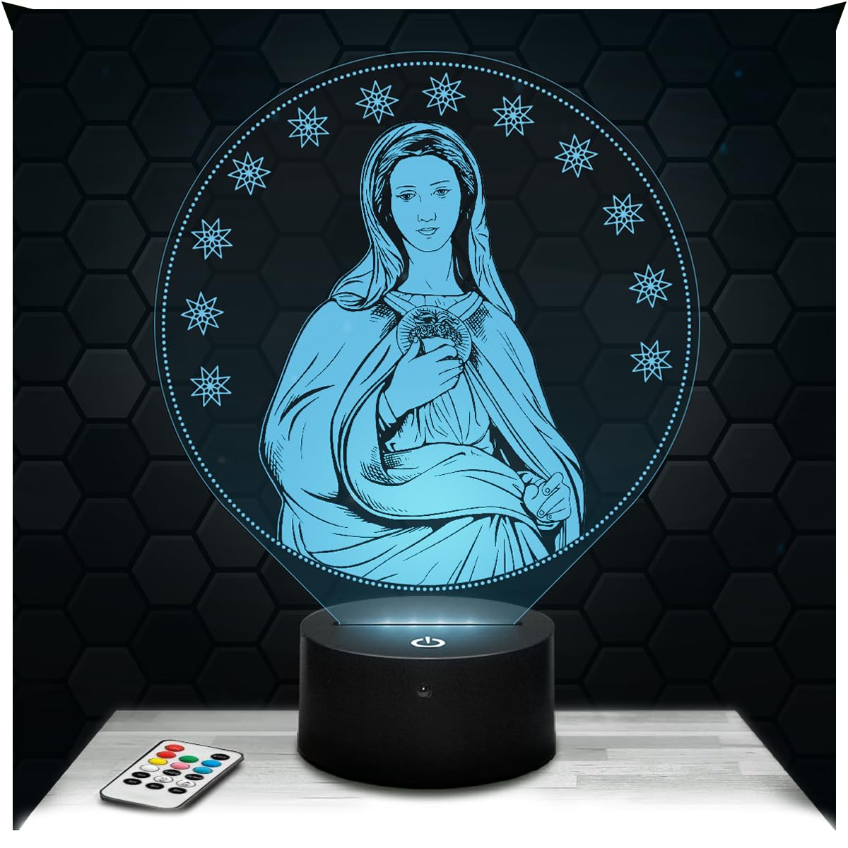 Lampephoto.fr - Virgin Mary Religion Catholic Christian Christ 3D Lamp Decoration, Gift idea for Men and Women Virgin Mary Religion Night Light Adult Room Decor, Christmas, Gift idea for Men and Women