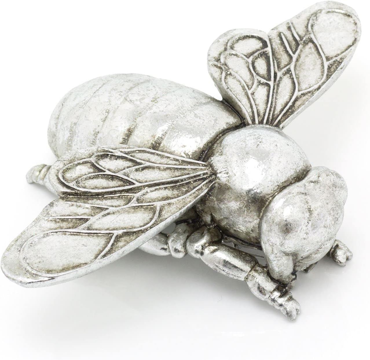 Carousel HomeSilver Effect Honey Bee Garden Ornament | Indoor Outdoor Antique Style Bumble Bee Statue | Bee Sculpture Garden Wall Hanging Decorations