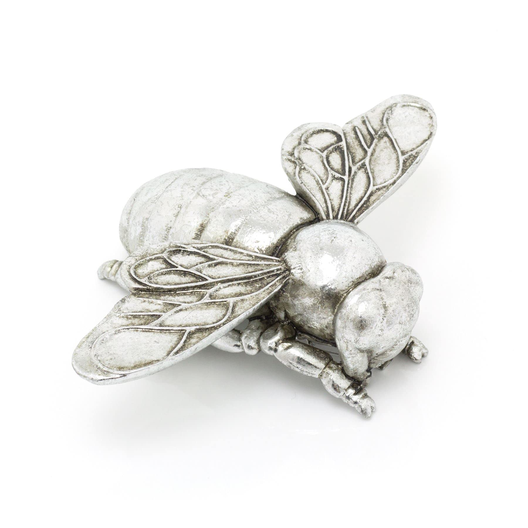 Carousel HomeSilver Effect Honey Bee Garden Ornament | Indoor Outdoor Antique Style Bumble Bee Statue | Bee Sculpture Garden Wall Hanging Decorations