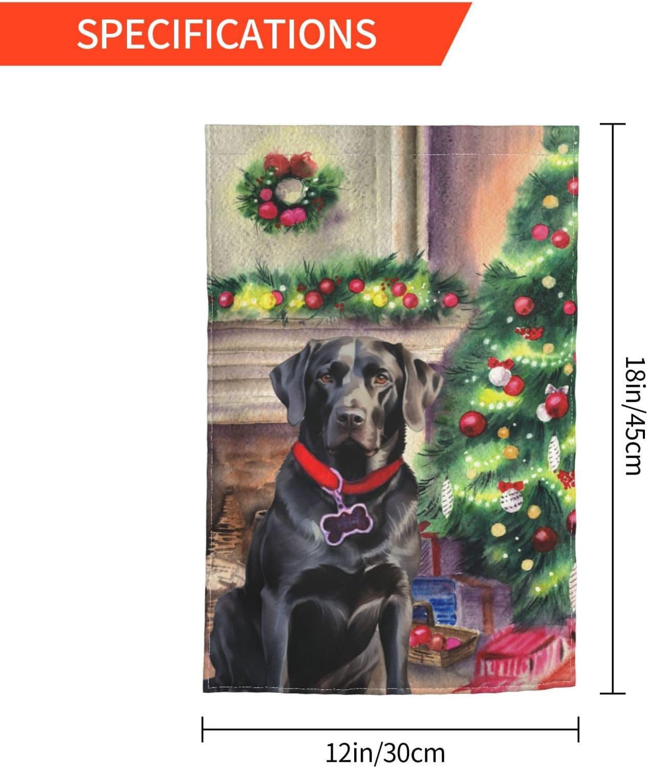 Merry Christmas Fireplace Black Labrador Lab Dog Retriever Garden Flag 12x18 Inch Double Sided Vertical Decoration Yard Small Flag For Outside Holiday Seasonal Outdoor - Image 6