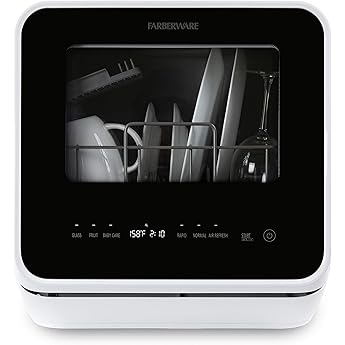 Hermitlux Countertop Dishwasher, 5 Washing Programs Portable Dishwasher With 5-Liter Built-in Water Tank, No Hookup Needed