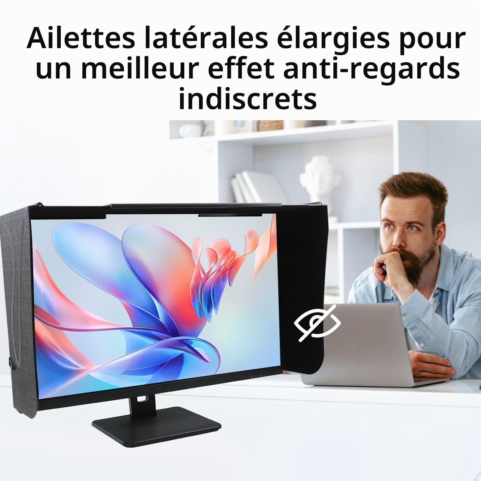 Capot De Moniteur D'Ordinateur De Bureau,Pare-Soleil D'éCran17-27 Pouces(41-71cm RéGlable),Pare Soleil Ordinateur pour Cadre ExtéRieur De Moniteur,Protection Contre La LumièRe Parasite Et Anti-Regard