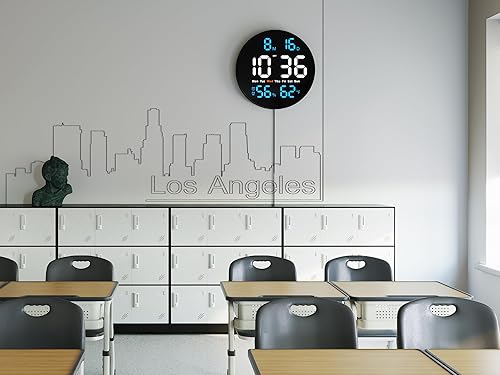 Miniatura 8 de Reloj de pared digital de 10 pulgadas con pantalla grande, reloj LED para pared con control de extracción, relojes eléctricos para aula, dormitorio,