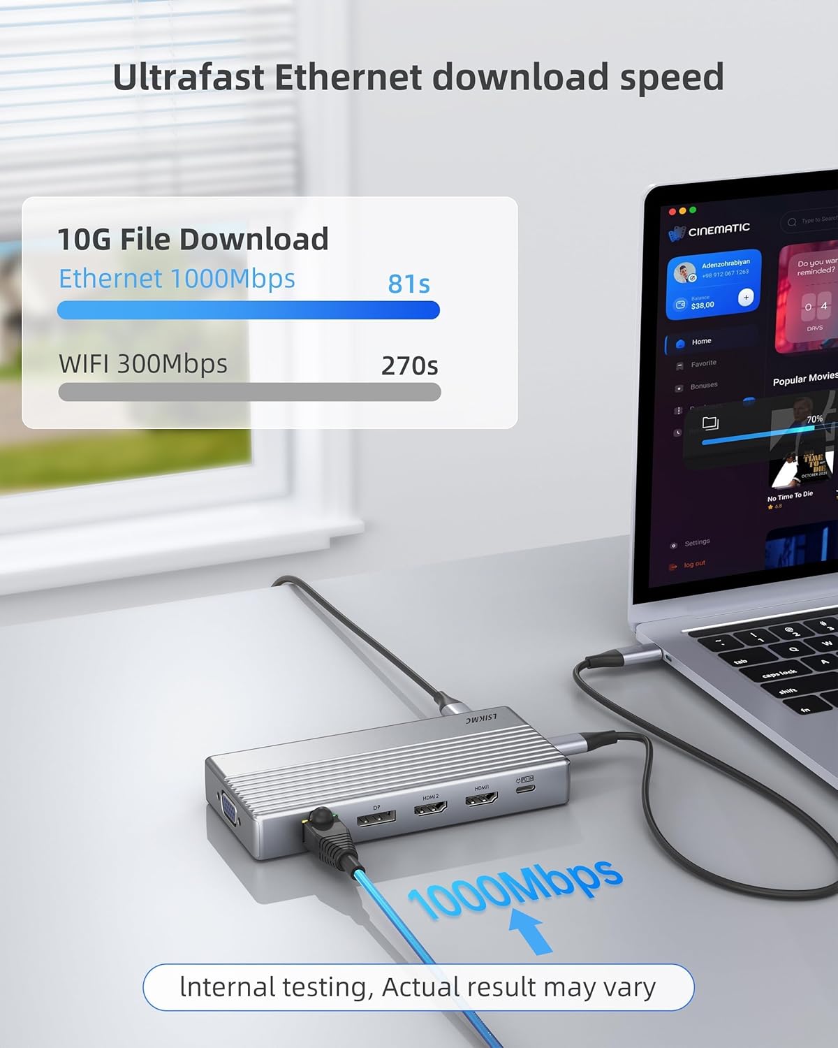Laptop USB c Docking Station 4 Monitors,lsikmc 13-in-1 usbc Hub with Dual HDMI 4k,DP 4k, VGA, 100W PD, Gigabit Ethernet,3*USB 3.0/USB-c,SD/TF Card Reader,3.5Audio, Computer Dock for Dell/HP/Lenovo