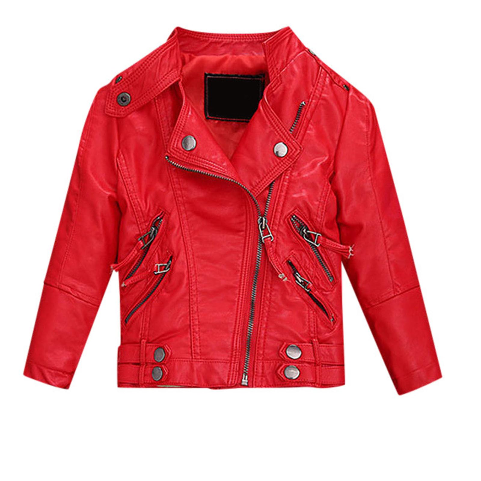 Bauchfreie Tops Kinder Pu Lederjacke Motorradmantel für Jungen Kunstlederjacke Baby Neugeborene