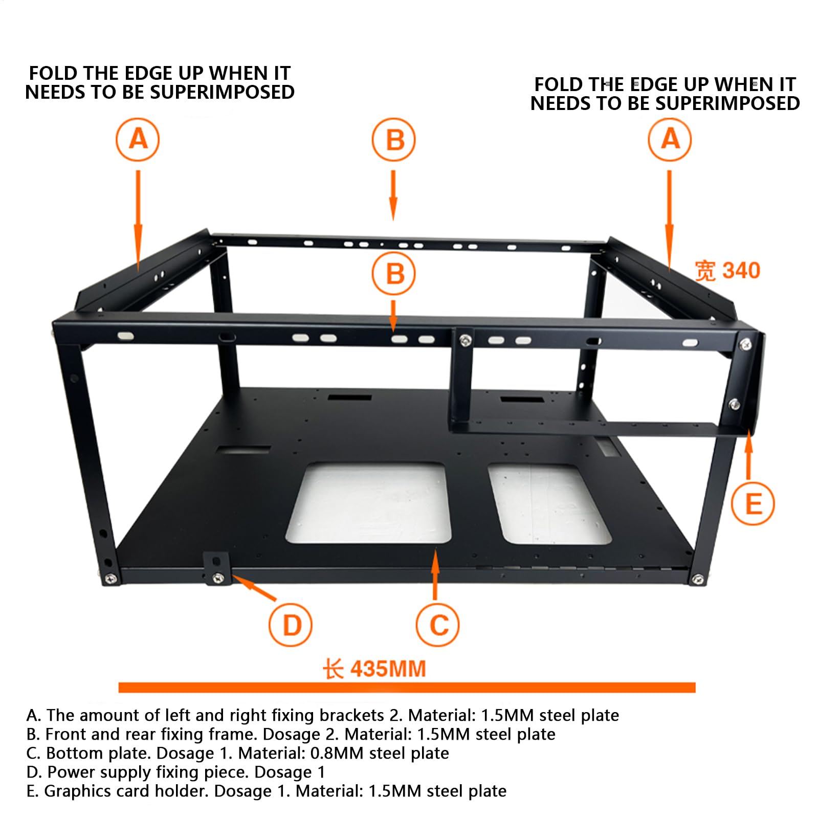 da costruzione per PC - in alluminio impilabile, ricambio case aperto del | computer | Supporto scheda madre con vano ventola per ATX ATX ATX Mini ITX, banco di prova e d