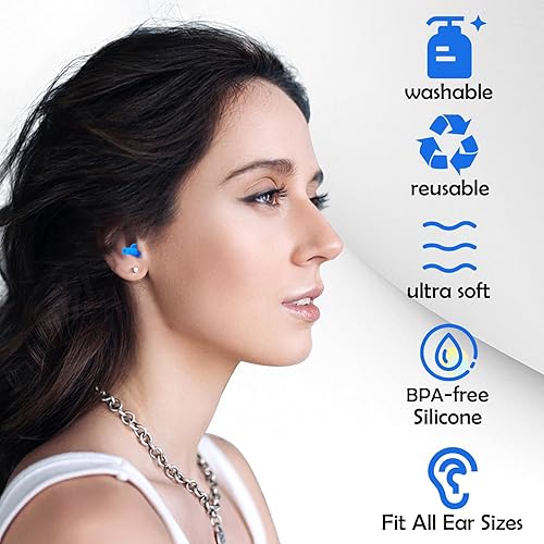 Miniatura 4 de 100 pares de tapones para los oídos para dormir con cancelación de ruido, tapones reutilizables de silicona con bloqueo de sonido, tapones para los