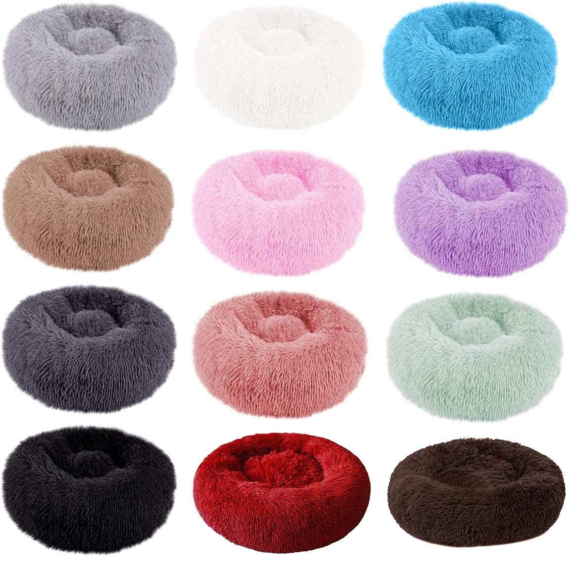 Generisch Aldenhoven Goods Hundebett Plüsch Rund Katzenbett Hundekissen Katzenkissen Donut Hundekörbchen 40-120cm Blitzversand (Lila, 100 cm)