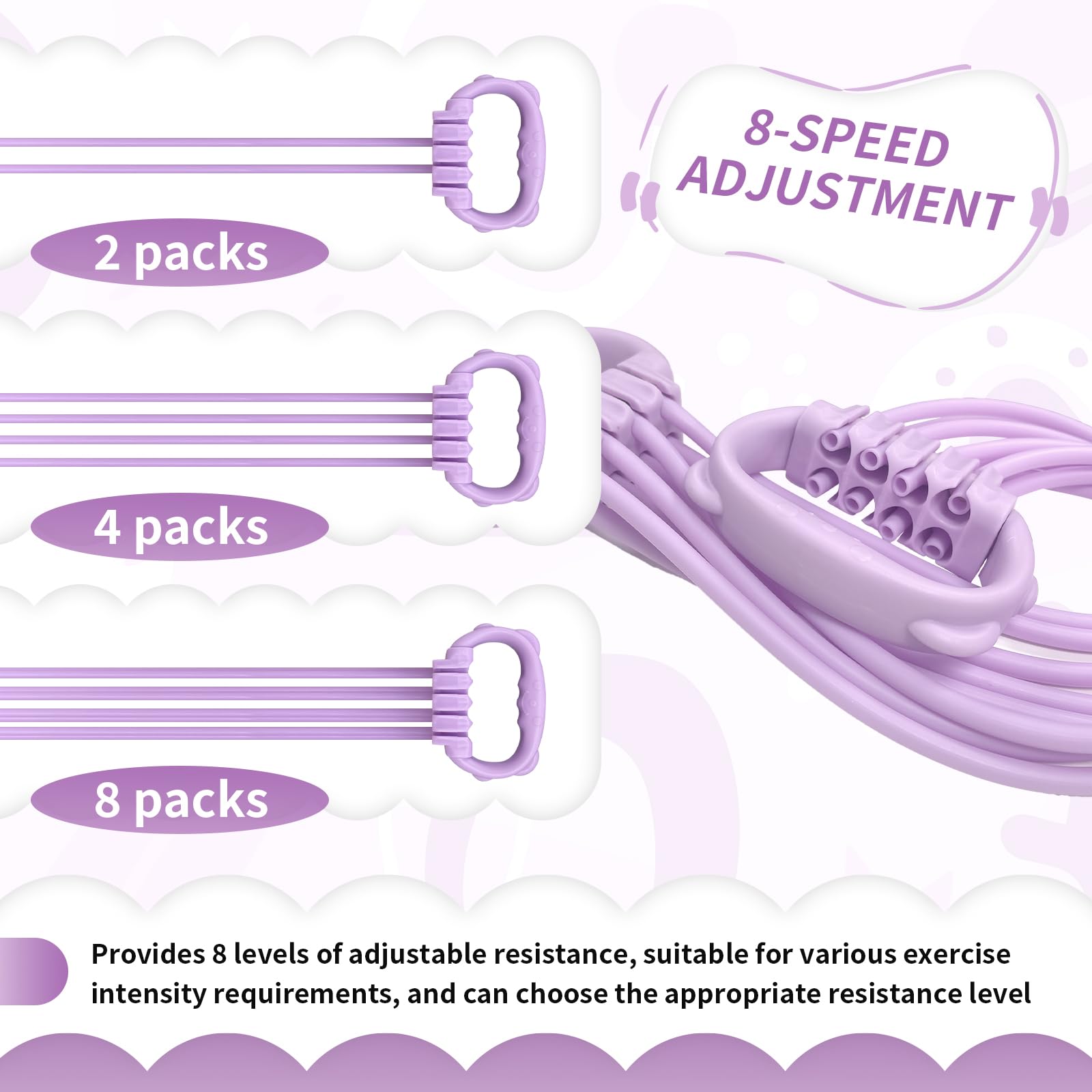 Bande di Resistenza,Bande Elastiche Fitness con Impugnatura Antiscivolo,Fasce Elastiche Fitness 15-120 Libbre,Regolabile in 8 Posizioni per L'allenamento di Petto,Braccia e Total Body