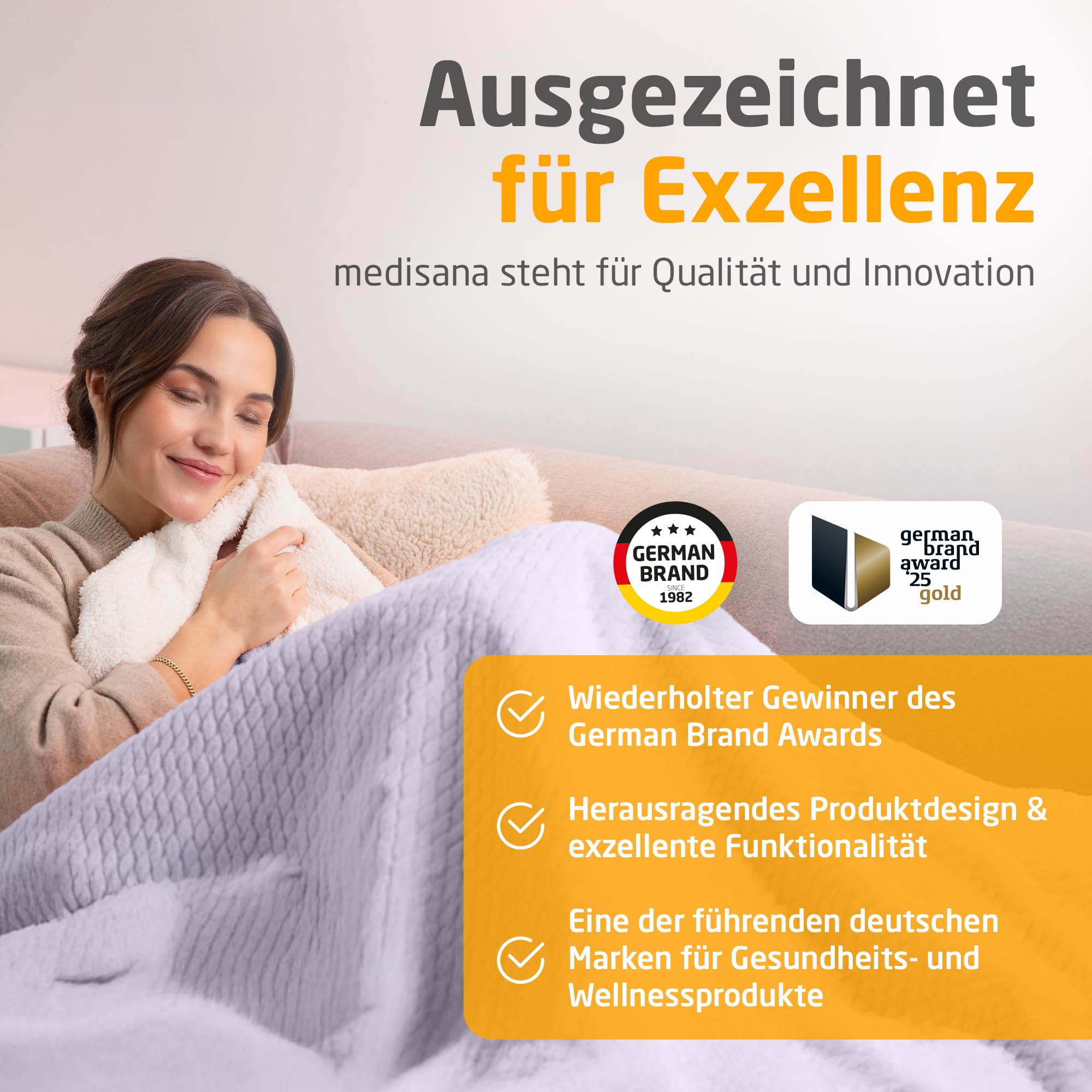 Medisana HB 418 Heizdecke elektrisch, extra kuschelige Wärmedecke mit 9 Temperaturstufen, beheizbare Decke mit Abschaltautomatik und Überhitzungsschutz - zartlila