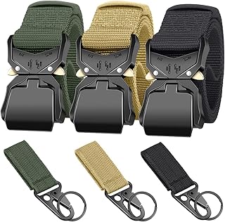 Ginwee 3-Pack Tactical Belt,Military Style Belt, Riggers Belts for Men, Heavy-Duty Quick-Release Aluminum Alloy Buckle with Extra MOLLE Hook