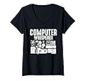 Womens Computer Whisperer Funny Debugging Error Code Enginnering V-Neck T-Shirt