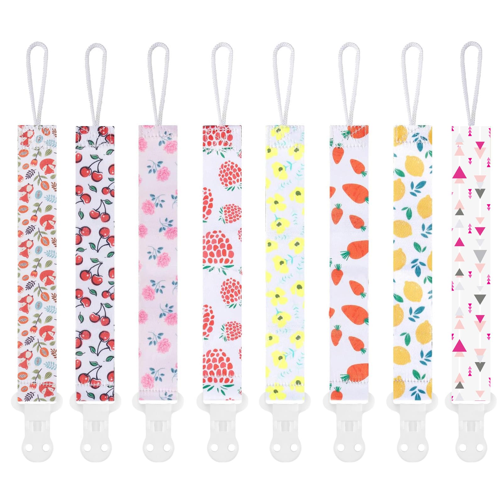 Smlpuame Dummy Clips Girl,6 Pack BPA Free Soother Chain,Pacifier Holder Clips for Teether Toy,Baby Dummy Strap Clip Universal Design Fit All Pacifiers Baby Teething Toys,Newborn Baby Shower(Fruit) — view 8