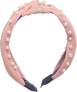 طوق رأس للبنات مرصع باللؤلؤ من دافان، وردي