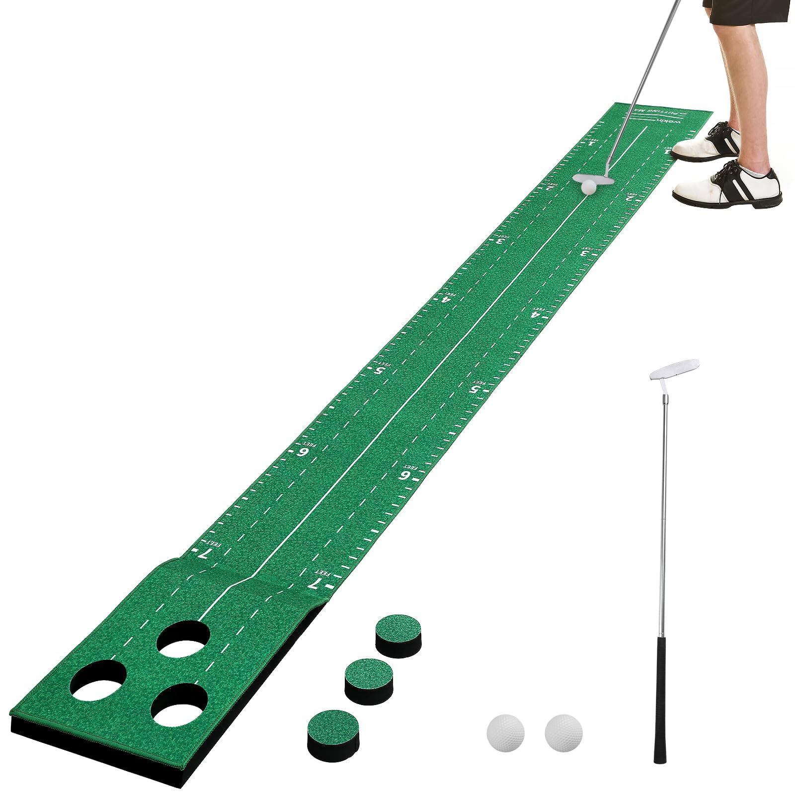 Wekin Indoor Putting Green Game Set, Golf Putting Game with Metal Putter & Golf Balls, Golf Putting Mat Training Aid for Backyard,Party,Office