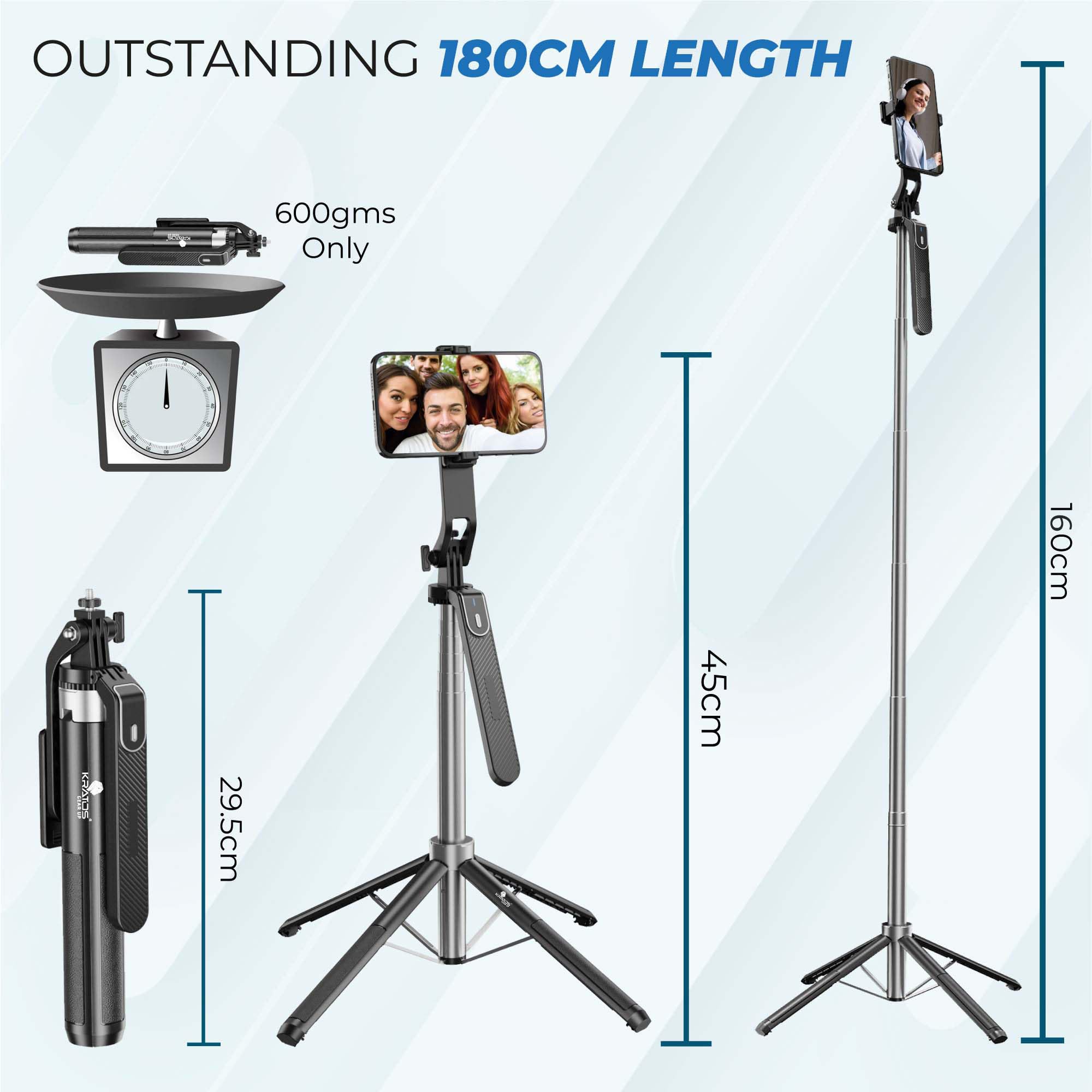 Kratos 65" Selfie Stick Tripod - Stable & Portable -6