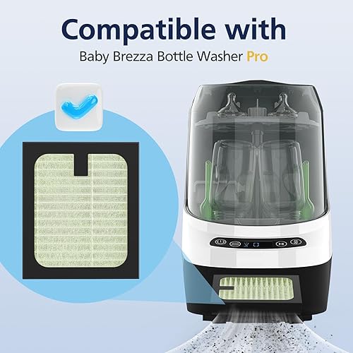 Miniatura 2 de Paquete de 4 filtros HEPA de repuesto para lavadora de biberones Baby Brezza Pro, filtración de alto rendimiento para filtro de aire y polvo