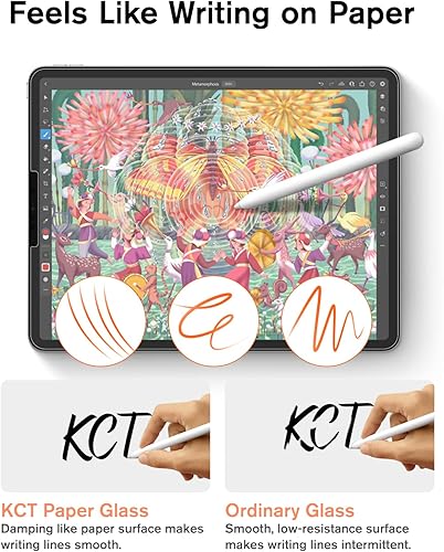 Miniatura 5 de KCT Paperfeel - Protector de pantalla de vidrio compatible con iPad Pro 12.9 de 6ª/5ª/4ª/3ª/3ª generación (2022 y 2021 y 2020 y 2018), superficie