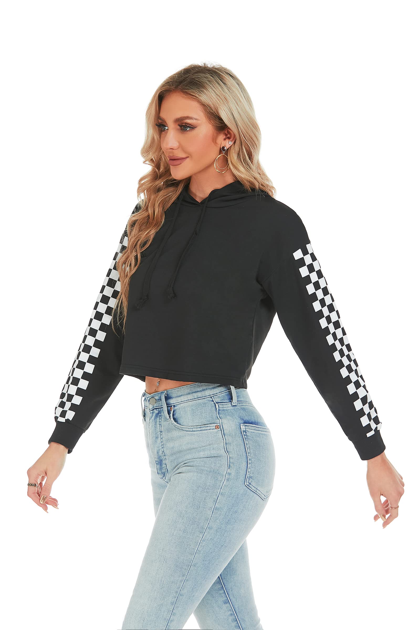 Felpa da donna a maniche lunghe, con cappuccio - Nero - X-Large