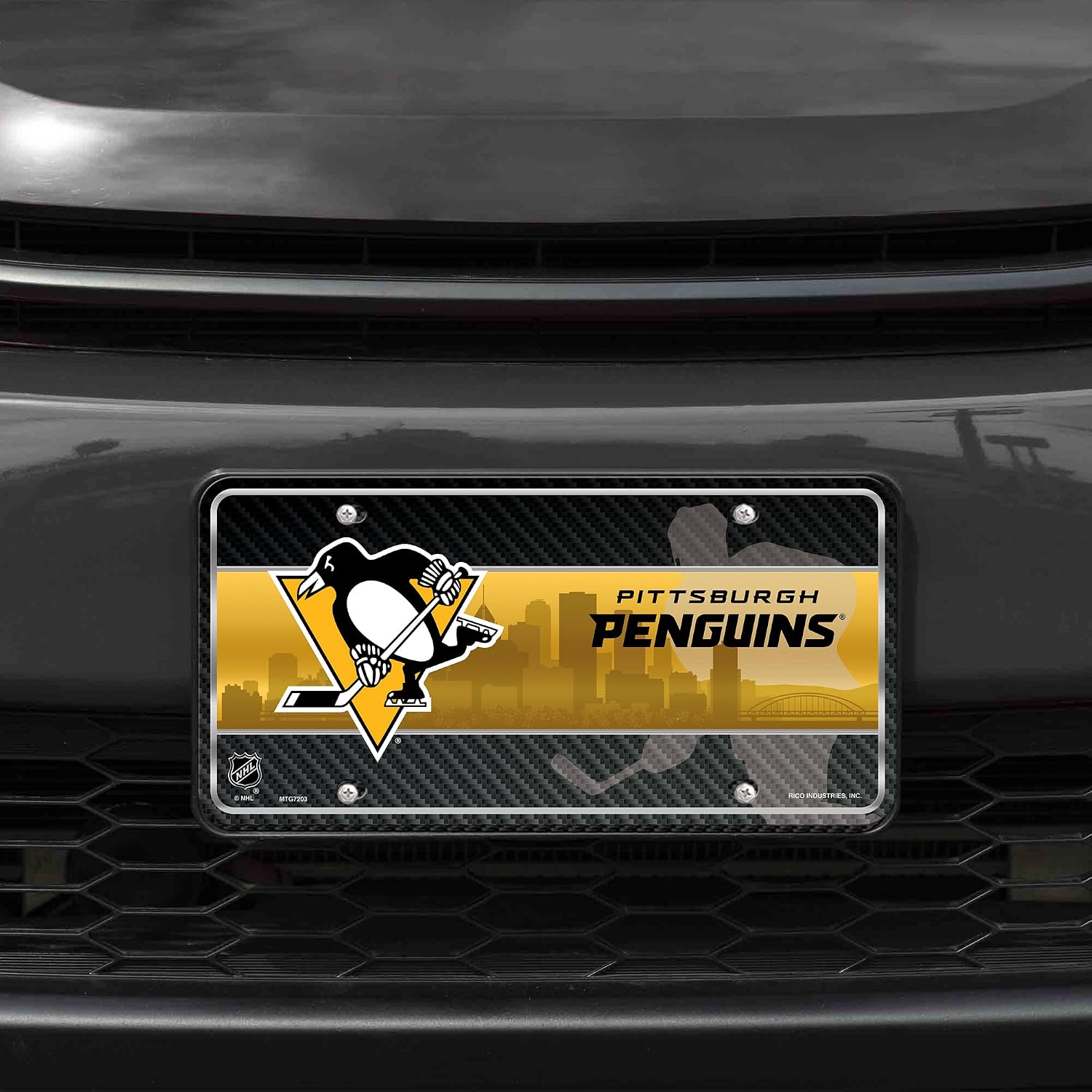 Rico Industries NHL Hockey Pittsburgh Penguins Metal Auto Tag 6" x 12" - Great for Truck/Car/SUV