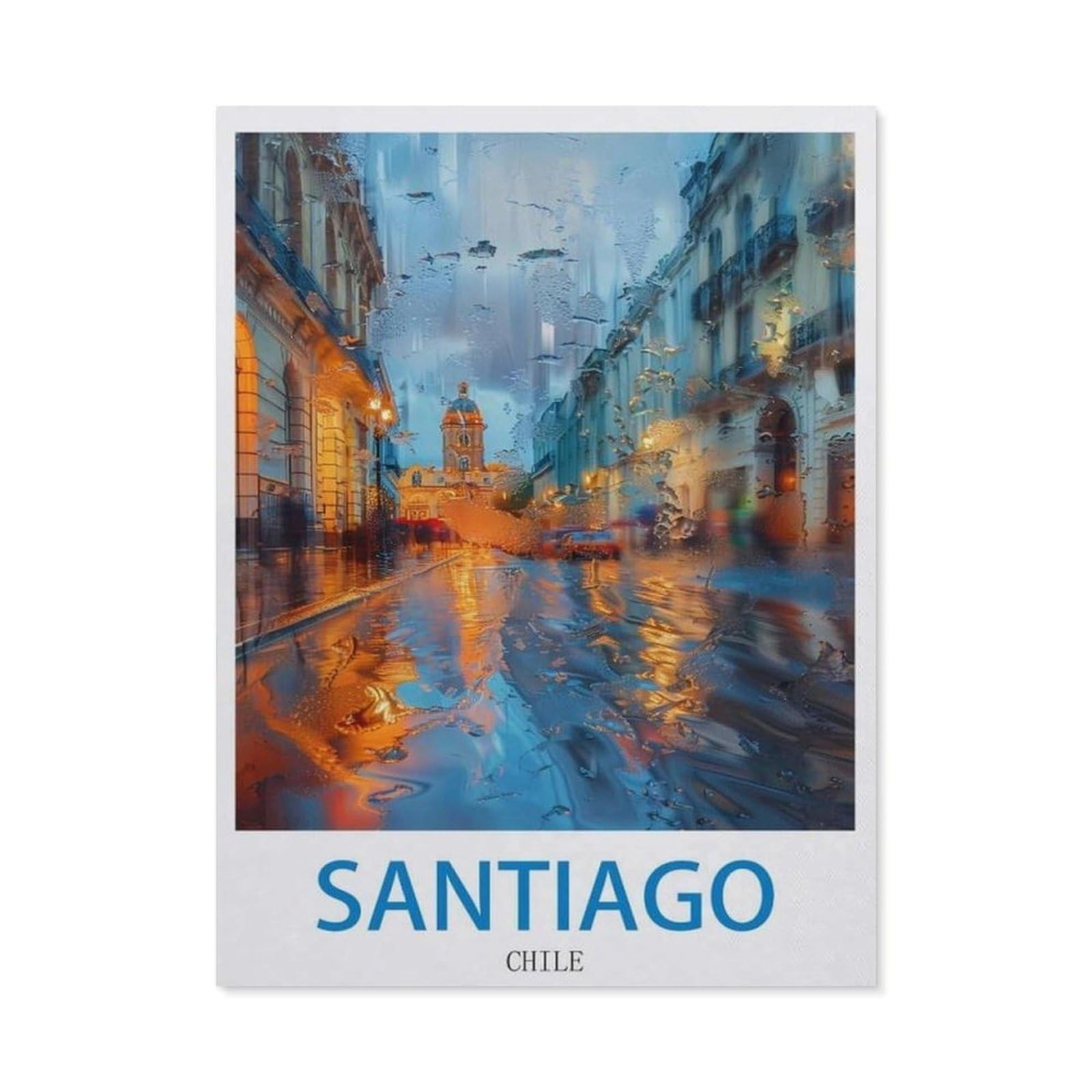 Metal Tin Sign，Santiago Chile，Tin Sign Vintage Bar Kitchen Garage Cave Home Wall Funny Decor Retro Tin Sign(20x30cm）8x12 inch-EC36