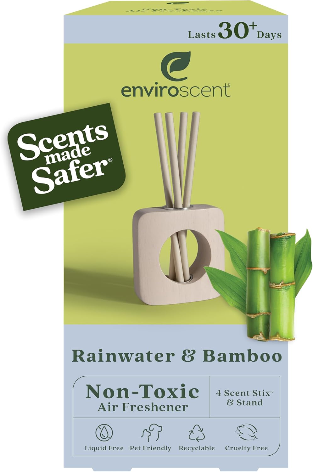 Enviroscent Non-Toxic Air Freshener for Home (Rainwater & Bamboo) Essential Oil Diffuser | Air Freshener + Room Freshener | Home Fragrance Last Over 30 Days | 1 Mango Wood Stand & 1 Scent Stix Refill Enviroscent Non-Toxic Air Freshener for Home (Rainwater & Bamboo) Essential Oil Diffuser | Air Freshener + Room Freshener | Home Fragrance Last Over 30 Days | 1 Mango Wood Stand & 1 Scent Stix Refill