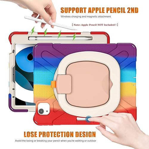 Vista 112 de Funda para iPad (A16) de 11 pulgadas 2025, Aslo para iPad 10 de 10.9 pulgadas 2022, funda resistente a prueba de golpes, soporte giratorio, soporte