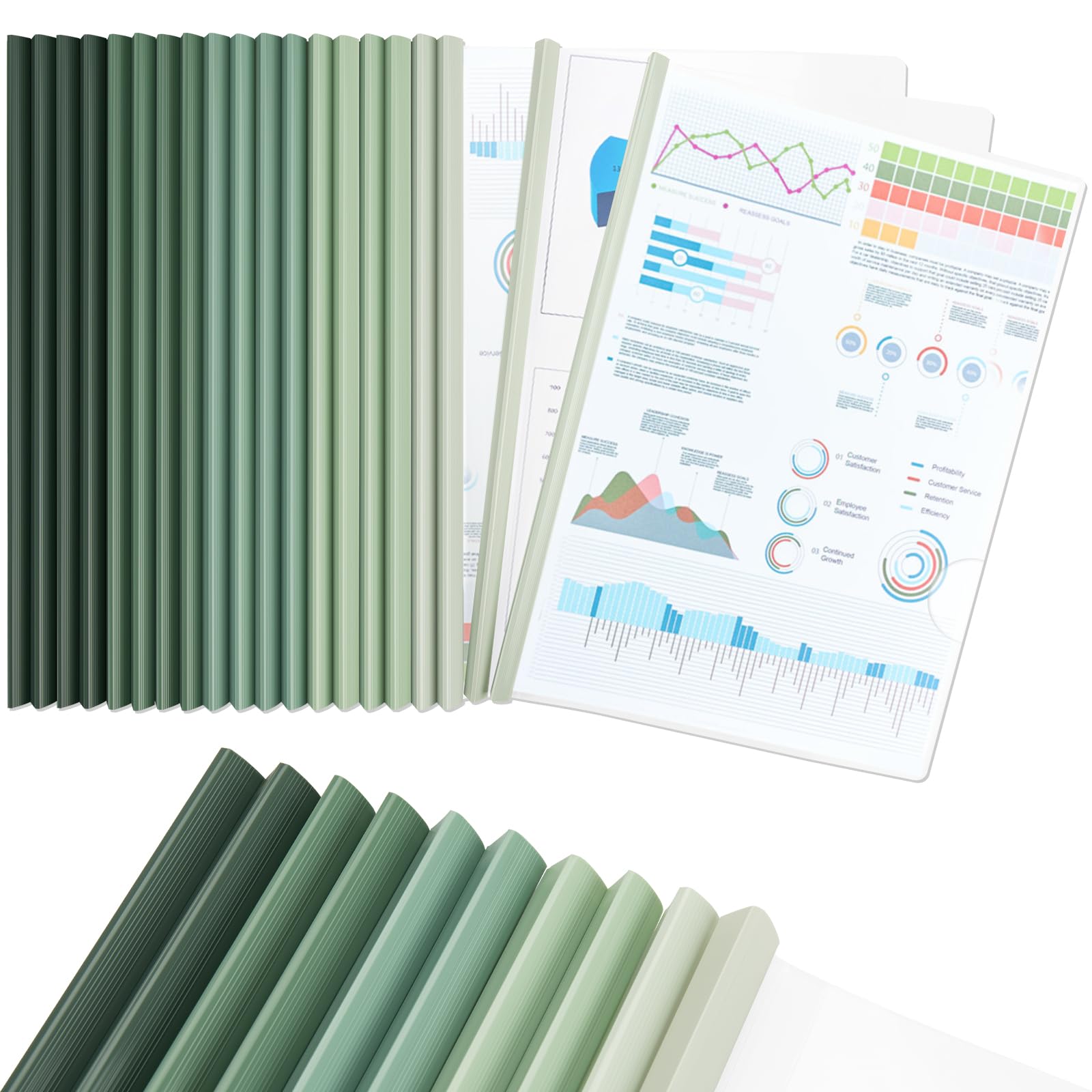 20 Pezzi Rilegatura Fogli A4, Cartella Di File Con Barra Scorrevole, Trasparenti Dorsini Rilegafogli A4, Larghezza Dorso 10 mm - Capacità 90 Fogli, per Casa, Scuola, Ufficio Documenti