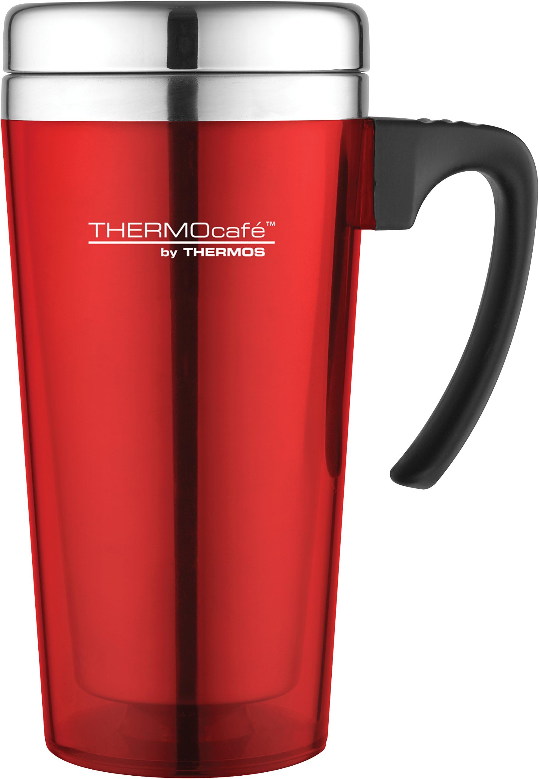 Plastic Translucent Travel Mug, Red, 420 ml