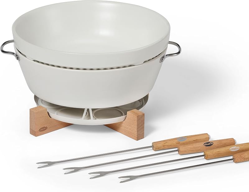 Chef'n SweetSpot - Juego de fondue ajustable con vela de té y cuenco de cerámica, perfecto para chocolate y queso, fácil de usar, apto para lavavajillas, ideal para entretenimiento, 9,6 x 9,6 x 5 pulgadas