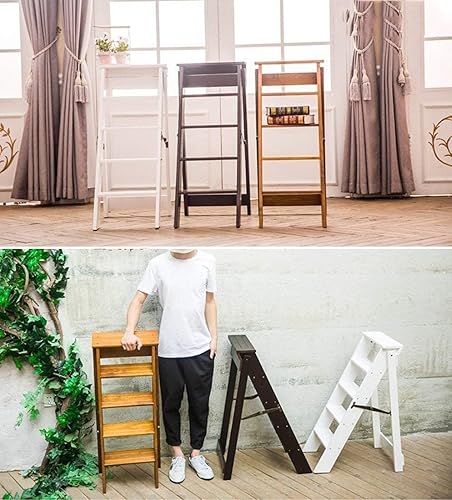 Miniatura 4 de FEHUN Escaleras, taburetes plegables de escalera, taburete de 5 escalones, silla de escalera, escalera portátil plegable, taburete alto