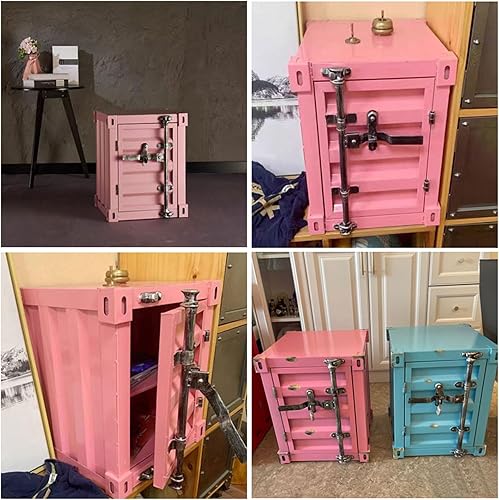 Miniatura 34 de ZHAOYONGLI-End Tables Mesa de noche industrial, vieja, roja, 15.7 x 14.9 x 18.9 pulgadas Oro negro (izquierda),Oro negro (Derecho),Negro-Plata,Azul