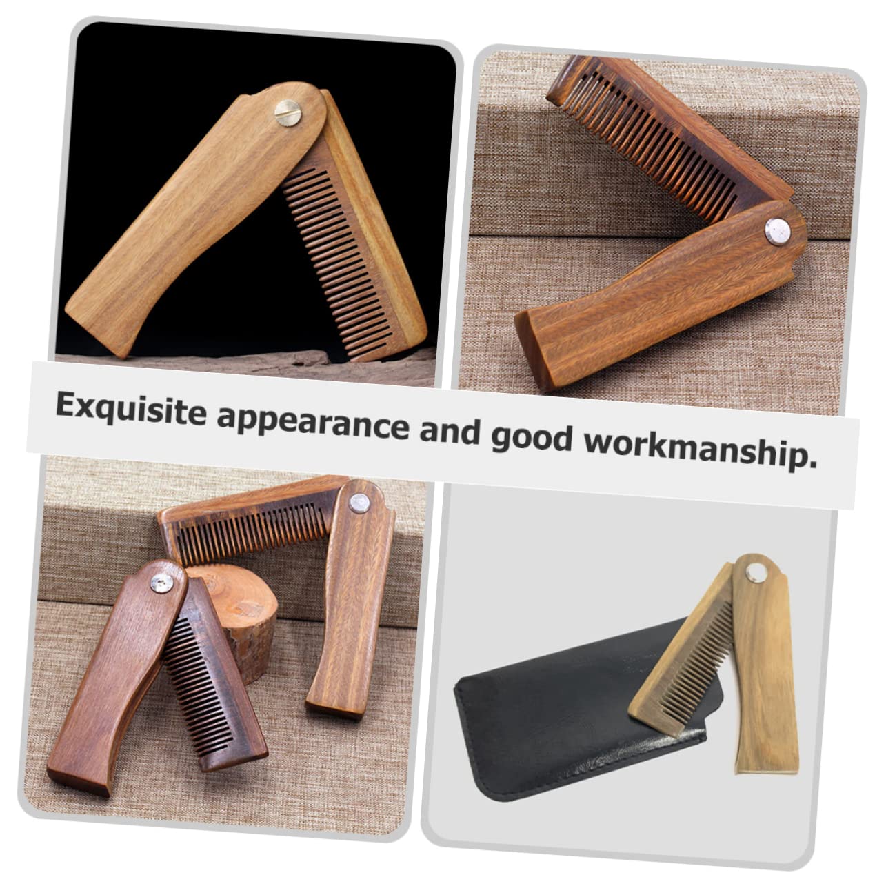 MAGICLULU 5 Set Pettine Per Baffi in Legno Pettine Per Tascabile Pieghevole Accessorio Per Barba Portatile Per Salone Di Casa